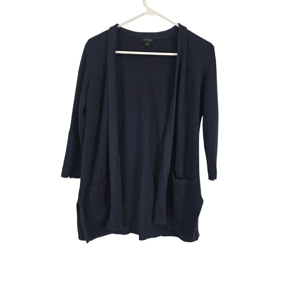 J.Jill Wherever Collection Open Front Sweater S Womens Blue‎ 3/4 Sleeve Pockets
